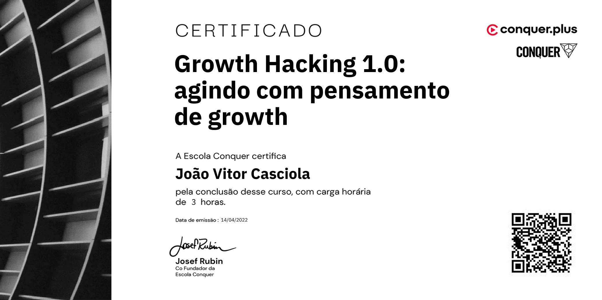 Certificado de Growth Hacking 1.0: agindo com pensamento de growth